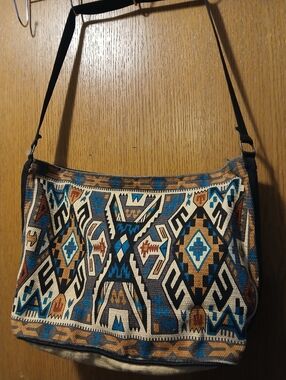 Boho Kilim Bag Southwestern Geometric Tribal Pattern Canvas Woven Purse